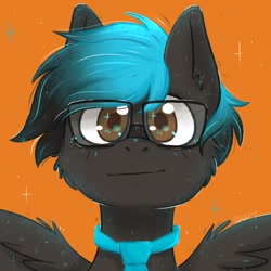 Size: 700x700 | Tagged: safe, artist:raspy, imported from derpibooru, oc, oc only, oc:mysterious star, pegasus, pony, bust, glasses, headshot commission, necktie, portrait, solo