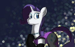 Size: 1440x900 | Tagged: safe, artist:tranzmuteproductions, imported from derpibooru, rarity, pony, unicorn, abstract background, clothes, female, hoof on chest, horn, jewelry, mare, necklace, pearl necklace, see-through