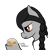 Size: 1012x1047 | Tagged: safe, artist:ahorseofcourse, artist:anonymous, edit, oc, oc only, oc:wednesday, earth pony, frog, pony, braid, clothes, female, holding, mare, simple background, solo, text, transparent background, wednesday addams, weekday ponies