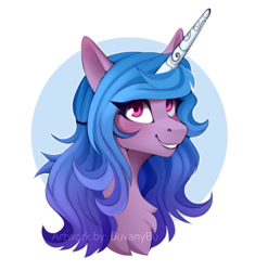 Size: 800x852 | Tagged: safe, artist:buvanybu, imported from derpibooru, izzy moonbow, pony, unicorn, bust, female, g5, portrait, smiling, solo