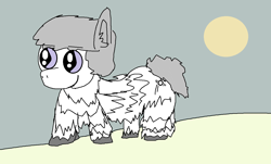 Size: 1386x839 | Tagged: safe, artist:anonymous, imported from ponybooru, oc, oc only, oc:niveous, pony, /mlp/, 1000 hours in ms paint, chest fluff, female, filly, fluffy, snowpony (species), taiga pony, unshorn fetlocks, yakutian horse