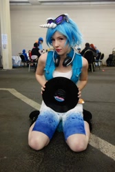 Size: 640x960 | Tagged: safe, artist:littlemissbloo, imported from derpibooru, dj pon-3, vinyl scratch, human, clothes, cosplay, costume, headphones, irl, irl human, photo, record