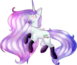 Size: 2735x2293 | Tagged: safe, artist:fantisai, imported from derpibooru, oc, oc only, pony, unicorn, clothes, ethereal mane, high res, horn, jewelry, necklace, simple background, socks, solo, starry mane, striped socks, transparent background, unicorn oc