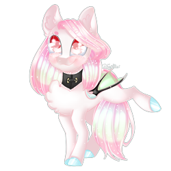 Size: 2000x2000 | Tagged: safe, artist:fantisai, imported from derpibooru, oc, oc only, bat pony, pony, bat pony oc, chest fluff, choker, colored hooves, ear fluff, ethereal mane, female, high res, mare, simple background, smiling, solo, starry mane, transparent background