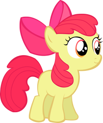 Size: 2000x2380 | Tagged: safe, artist:franpaz, imported from derpibooru, apple bloom, earth pony, pony, apple bloom's bow, bow, female, filly, hair bow, high res, orange eyes, red mane, simple background, smiling, solo, standing, transparent background, vector