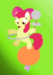 Size: 956x1352 | Tagged: safe, artist:peaches-n-charlotte, imported from derpibooru, apple bloom, earth pony, pony, ball, female, filly, loop-de-hoop, plate, solo