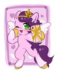 Size: 1255x1560 | Tagged: safe, artist:yilo, imported from derpibooru, pipp petals, pegasus, pony, :3, adorapipp, bipedal, blushing, chest fluff, colored pupils, cute, g5, heart, hoof hold, phone, solo