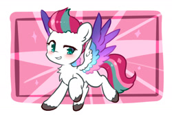 Size: 1882x1259 | Tagged: safe, artist:yilo, imported from derpibooru, zipp storm, pegasus, pony, adorazipp, blushing, chest fluff, cute, female, g5, mare, smiling, solo, spread wings, tail, unshorn fetlocks, wings