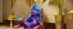Size: 600x241 | Tagged: safe, imported from derpibooru, screencap, izzy moonbow, unicorn, spoiler:my little pony: a new generation, 3d, animated, ball, chair, cute, ear flick, g5, gif, izzy's tennis ball, izzybetes, jail, my little pony: a new generation, tennis ball