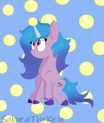 Size: 1280x1518 | Tagged: safe, artist:sakurathekirin, imported from derpibooru, izzy moonbow, pony, unicorn, ball, female, g5, izzy's tennis ball, solo, tennis ball