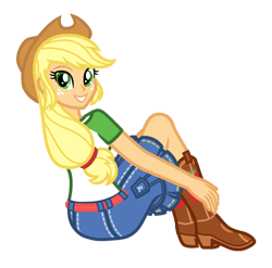 Size: 750x740 | Tagged: safe, artist:wavebreeze234, imported from derpibooru, applejack, equestria girls, applebutt, ass, butt, clothes, female, grin, looking at you, looking back, looking back at you, simple background, smiling, solo, transparent background