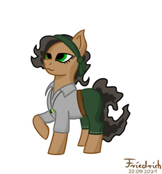 Size: 1280x1372 | Tagged: safe, artist:friedrich911, imported from derpibooru, oc, oc only, earth pony, pony, clothes, female, jewelry, mare, necklace, raised hoof, solo