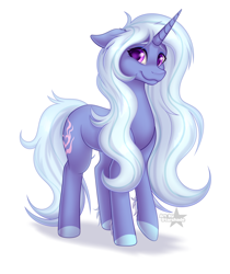 Size: 3354x4000 | Tagged: safe, artist:starshade, imported from derpibooru, oc, oc only, oc:misty, pony, unicorn, 2021, blue body, commission, cute, cutie mark, female, heart, heart eyes, horn, lightly watermarked, mare, not trixie, purple eyes, simple background, smiling, watermark, white background, wingding eyes, ych example