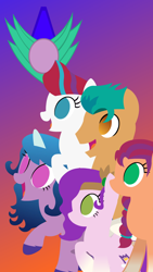 Size: 1080x1920 | Tagged: safe, artist:thunder-blur, imported from derpibooru, hitch trailblazer, izzy moonbow, pipp petals, sunny starscout, zipp storm, earth pony, pegasus, pony, unicorn, spoiler:my little pony: a new generation, female, g4, g5, g5 to g4, male, mane five (g5), mare, my little pony: a new generation, royal sisters (g5), siblings, silhouette, simple background, sisters, stallion