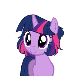 Size: 2000x2000 | Tagged: safe, artist:scarletskitty12, edit, editor:drtoughlove, imported from twibooru, twilight sparkle, pony, unicorn, alternate hairstyle, cute, image, png, short mane, simple background, solo, transparent background, twiabetes, unicorn twilight, wingless, wingless edit
