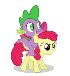 Size: 1000x1091 | Tagged: artist needed, safe, imported from ponybooru, apple bloom, spike, dragon, earth pony, pony, bow, cute, cutie mark, dragons riding ponies, female, filly, hair bow, happy, male, riding, shipping, simple background, spikebloom, straight, the cmc's cutie marks, transparent background, vector