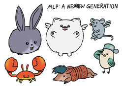 Size: 1800x1280 | Tagged: safe, artist:mkogwheel, armadillo, bird, crab, dog, rabbit, rat, animal, g5