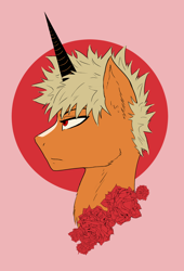 Size: 1080x1592 | Tagged: safe, artist:summrthundr, imported from derpibooru, pony, unicorn, anime, bust, crossover, katsuki bakugou, my hero academia, ponified, portrait, solo