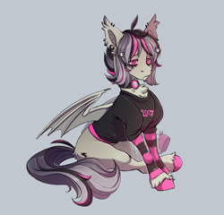 Size: 2257x2164 | Tagged: safe, artist:1an1, imported from derpibooru, oc, oc only, oc:gravel shine, bat pony, pony, bat pony oc, emo, high res, solo