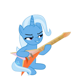 Size: 1200x1200 | Tagged: safe, artist:lincolnbrewsterfan, derpibooru exclusive, imported from derpibooru, trixie, pony, unicorn, 2021, animated, animated png, electric guitar, female, game, gameloft, gameloft shenanigans, guitar, lidded eyes, mare, musical instrument, perfect loop, shredder, simple background, smiling, smirk, solo, transparent background, tweening