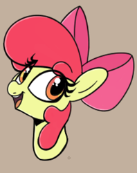 Size: 558x703 | Tagged: safe, imported from derpibooru, apple bloom, earth pony, pony, female, filly, head only, open mouth, open smile, pixelated, smiling, solo