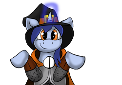 Size: 1100x768 | Tagged: safe, artist:tranzmuteproductions, imported from derpibooru, oc, oc only, oc:aeon of dreams, pony, unicorn, cloak, clothes, female, hat, horn, mare, smiling, unicorn oc, witch hat