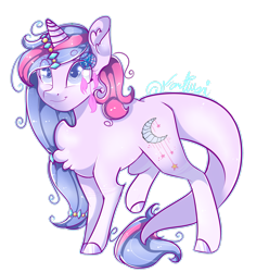 Size: 2437x2460 | Tagged: safe, artist:fantisai, imported from derpibooru, oc, oc only, pony, unicorn, chest fluff, ear fluff, eye clipping through hair, female, high res, hoof polish, horn, mare, signature, simple background, smiling, solo, transparent background, unicorn oc