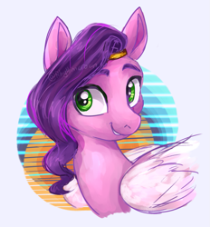 Size: 1003x1083 | Tagged: safe, artist:rhythmcrown, imported from derpibooru, pipp petals, pegasus, pony, spoiler:my little pony: a new generation, adorapipp, cute, female, g5, looking at you, my little pony: a new generation, smiling, solo