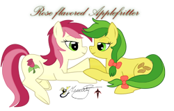 Size: 780x500 | Tagged: safe, artist:smilodonkahn, imported from derpibooru, apple fritter, roseluck, earth pony, pony, apple family member, duo, female, lesbian, rosefritter, shipping, simple background, transparent background