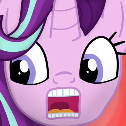 Size: 1920x1920 | Tagged: safe, artist:angryprogrockbrony, derpibooru exclusive, imported from derpibooru, starlight glimmer, pony, unicorn, album cover, esophagus, in the court of the crimson king, king crimson, looking sideways, open mouth, parody, ponified, ponified album cover, progressive rock, rock (music), screaming, solo, volumetric mouth