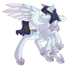 Size: 3354x3120 | Tagged: safe, artist:amazing-artsong, imported from derpibooru, rainbow dash, rarity, alicorn, pony, four eyes, fusion, high res, hoof shoes, looking back, multiple eyes, multiple legs, multiple limbs, nose wrinkle, simple background, six legs, solo, transparent background, white coat
