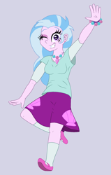 Size: 1400x2200 | Tagged: safe, artist:someguy458, imported from derpibooru, silverstream, equestria girls, bracelet, equestria girls-ified, grin, jewelry, necklace, one eye closed, pearl necklace, seashell, smiling, waving, wink
