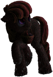 Size: 537x781 | Tagged: safe, artist:anonymous, oc, oc only, pony, basket, mouth hold, purple eyes, raised hoof, simple background, snow, snowpony (species), solo, taiga pony, transparent background