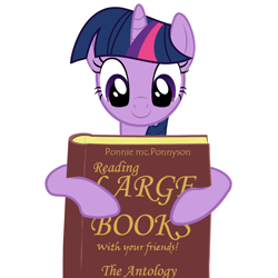 Size: 900x900 | Tagged: safe, artist:ursamanner, imported from derpibooru, twilight sparkle, pony, unicorn, adorkable, book, cute, dork, happy, looking at something, simple background, smiling, unicorn twilight, white background