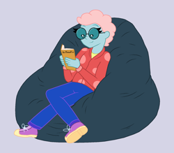 Size: 1600x1400 | Tagged: safe, artist:someguy458, imported from derpibooru, ocellus, equestria girls, beanbag chair, book, equestria girls-ified, glasses, reading, sitting