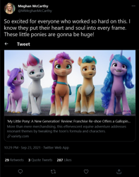 Size: 748x948 | Tagged: safe, imported from derpibooru, screencap, hitch trailblazer, izzy moonbow, pipp petals, sunny starscout, zipp storm, earth pony, pony, unicorn, spoiler:my little pony: a new generation, 3d, g5, mane five (g5), meghan mccarthy, meta, my little pony: a new generation, twitter