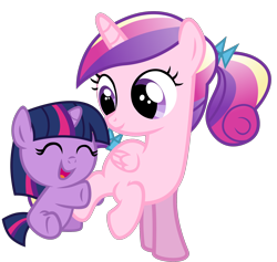 Size: 1796x1706 | Tagged: safe, artist:bezierballad, imported from derpibooru, princess cadance, twilight sparkle, alicorn, pony, unicorn, baby, baby pony, babylight sparkle, base used, cute, duo, duo female, female, filly, smiling, twiabetes, unicorn twilight, young cadance, younger