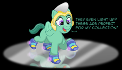 Size: 3500x2016 | Tagged: safe, artist:doodledonutart, imported from derpibooru, pegasus, pony, spoiler:my little pony: a new generation, clothes, commission, g5, glass, guard, happy, high res, male, my little pony: a new generation, pegasus royal guard, reflection, royal guard, shoes, sneakers, solo, stallion, text, thunder flap