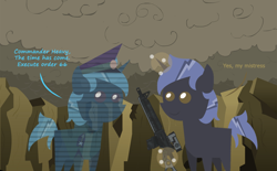 Size: 1134x704 | Tagged: safe, artist:devorierdeos, imported from derpibooru, oc, oc only, oc:heavy rain, fallout equestria, assault rifle, clone, clothes, crossover, gun, meme, military uniform, reference, rifle, star wars, uniform, weapon