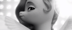 Size: 1920x804 | Tagged: safe, imported from derpibooru, screencap, pipp petals, pegasus, pony, spoiler:my little pony: a new generation, 3d, adorapipp, adorasexy, beautiful, beautisexy, black and white, cute, female, g5, grayscale, monochrome, my little pony: a new generation, photo shoot, sexy, smiling, solo