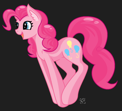 Size: 1004x910 | Tagged: safe, artist:amazing-artsong, imported from derpibooru, pinkie pie, earth pony, pony, black background, ear fluff, female, mare, open mouth, open smile, pixel art, pronking, simple background, smiling, solo