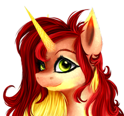 Size: 1000x937 | Tagged: safe, artist:monarchnika, imported from derpibooru, oc, oc only, oc:flame, pony, unicorn, bust, female, g5, portrait, simple background, solo, transparent background