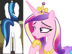 Size: 3928x2944 | Tagged: safe, imported from derpibooru, princess cadance, shining armor, butt, flirting, high res, pervert cadance, plot, princess cadance is always horny, shieldbutt