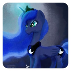 Size: 1125x1125 | Tagged: safe, artist:jearknds, imported from derpibooru, princess luna, alicorn, pony, female, glowing, glowing horn, horn, solo