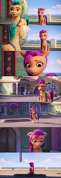 Size: 1920x5600 | Tagged: safe, edit, imported from derpibooru, screencap, hitch trailblazer, sunny starscout, earth pony, pony, spoiler:my little pony: a new generation, 3d, compilation, discussion, female, g5, male, mare, my little pony: a new generation, sad, stallion