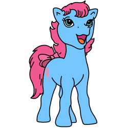 Size: 768x768 | Tagged: safe, artist:warnerbrother65, imported from derpibooru, baby cuddles, earth pony, pony, baby, baby pony, bow, female, filly, g1, open mouth, open smile, simple background, smiling, tail, tail bow, transparent background, vector