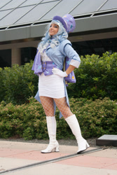 Size: 2592x3888 | Tagged: safe, artist:mieucosplay, imported from derpibooru, trixie, human, bronycon, bronycon 2014, boots, clothes, cosplay, costume, gloves, hand on hip, hat, high heel boots, high res, irl, irl human, photo, shoes, trixie's hat