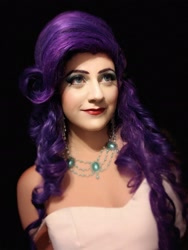 Size: 1836x2448 | Tagged: safe, artist:sarahndipity cosplay, imported from derpibooru, rarity, human, bare shoulders, clothes, cosplay, costume, irl, irl human, jewelry, necklace, photo