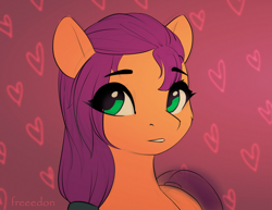 Size: 3000x2316 | Tagged: safe, artist:freeedon, imported from derpibooru, sunny starscout, earth pony, pony, spoiler:my little pony: a new generation, cute, eye clipping through hair, female, g5, heart, high res, mare, my little pony: a new generation, solo, sunnybetes