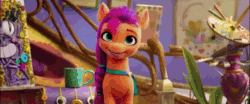 Size: 1280x534 | Tagged: safe, edit, edited screencap, imported from derpibooru, screencap, izzy moonbow, pipp petals, sunny starscout, earth pony, pegasus, pony, unicorn, spoiler:g5, spoiler:my little pony: a new generation, 3d, animated, centaurworld, g5, kimiko glenn, my little pony: a new generation, sound, voice actor joke, webm